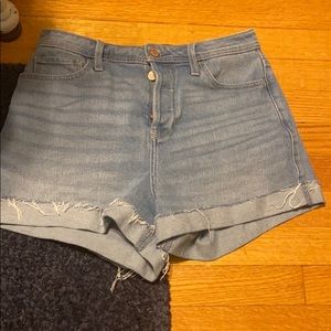 light blue hollister mom shorts